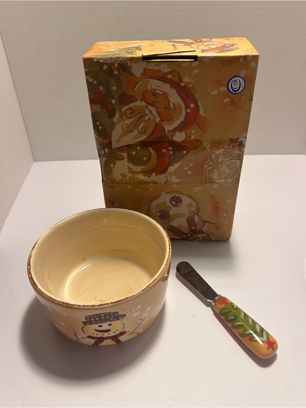 Tabletops Vintage WINTER WONDERLAND Snowman Dip & Mix Set W/Original open box